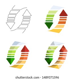 Polygonal, flat and contour arrows set isolated on a white background