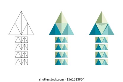 Polygonal, flat and contour arrows set isolated on a white background