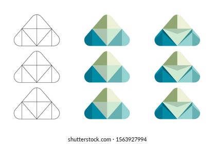 Polygonal, flat and contour arrows set isolated on a white background