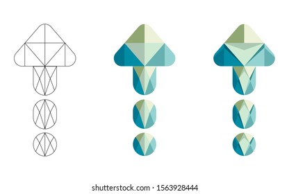 Polygonal, flat and contour arrows set isolated on a white background