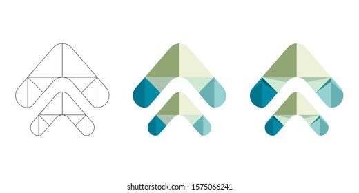 Polygonal, flat and contour arrows set isolated on a white background