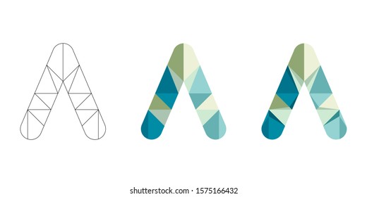 Polygonal, flat and contour arrows set isolated on a white background