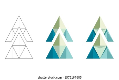 Polygonal, flat and contour arrows set isolated on a white background