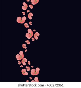 Polygonal floral pattern, low poly vector illustration, pink flower, perfect background for cover, card, fabric, wall paper and interior design, wrapping paper design, flowers on vertical direction