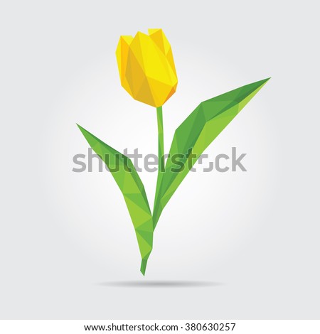 Polygonal Flower Tulip. Yellow Tulip in Vector