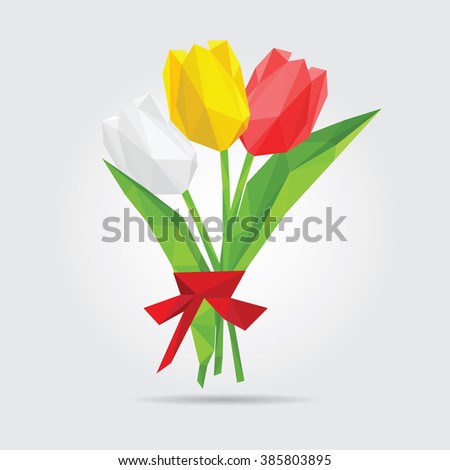 Polygonal Flowers. Polygonal Tulips in Vector