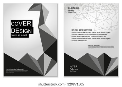 Polygonal flyer and brochure cover design. Business templates for web sites, prints, covers and identity design. Geometric abstract backgrounds.