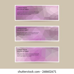 Polygonal flyers.Geometric banner set.Vector template.