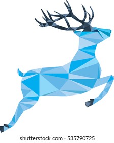 Polygonal flying blue deer