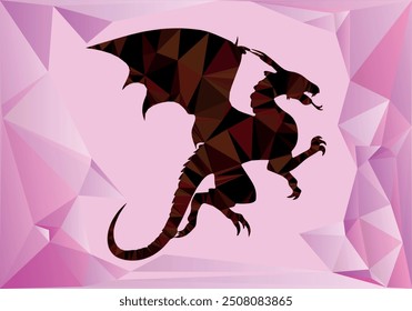 polygonal flying dragon vector illustration modern style with abstract background