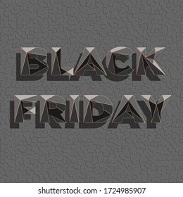 Polygonal font design. Minimalistic dark design. Textured Background. Online business, web banner, poster, advertising. Black friday.