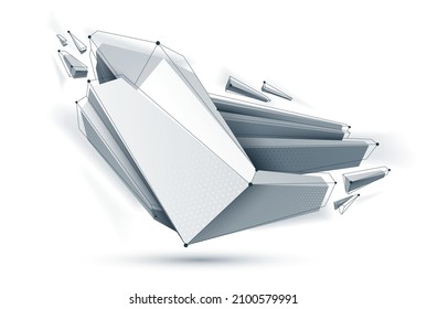 Polygonal form vector abstract design, modern futuristic shape AI neural network concept, dynamic technology abstraction theme, geometric art.