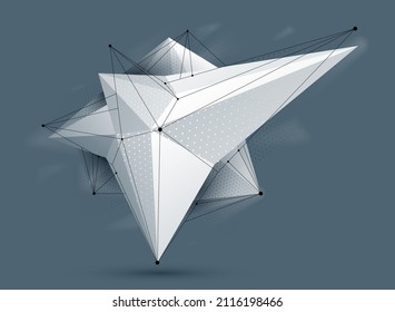 Polygonal form vector abstract design, modern futuristic shape AI neural network concept, dynamic technology abstraction theme, geometric art.