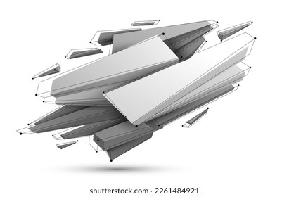 Polygonal form vector abstract design, modern futuristic shape AI neural network concept, dynamic technology abstraction theme, geometric art.