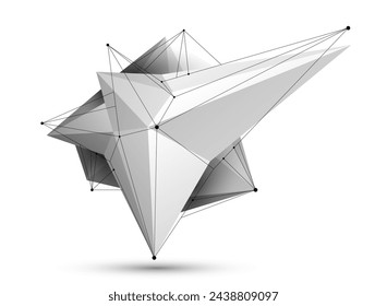 Polygonales Form Vektor abstraktes Design, moderne futuristische Form KI neuronales Netzwerk Konzept, dynamische Technologie Abstraktion Thema, geometrische Kunst.
