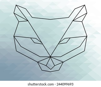 polygonal fox illustration over geometric texture background