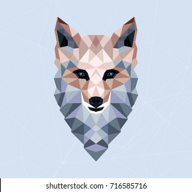 Polygonal fox. Vector illustration. T-shirt design and printing.