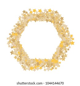 Polygonal Frame from Confetti Stars Isolated. Scattered stars. Abstract Confetti Background  for holiday, decorations, paper packaging, textile  design, covers