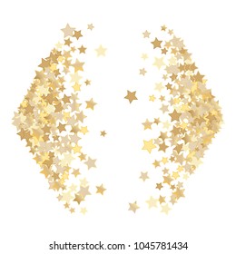Polygonal Frame from Confetti Stars Isolated. Scattered stars. Abstract Confetti Background  for holiday, decorations, paper packaging, textile  design, covers