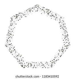 Polygonal frame from confetti stars. Isolated gradient celestial elements. Silver metal glitter. Iridescent glitter festive  celebration vector  template for celebration decorations.