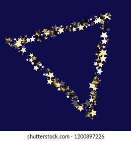 Polygonal frame from confetti stars. Isolated gradient stellar elements. Platinum chrome metallic gloss. Iridescent glitter festive  celebration vector  template for celebration decorations.