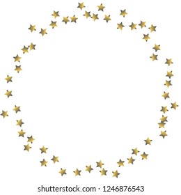 Polygonal frame from confetti stars. Isolated gradient celestial elements. Platinum chrome metal shine. Holiday celebration luminous glossy vector template for celebration decorations.