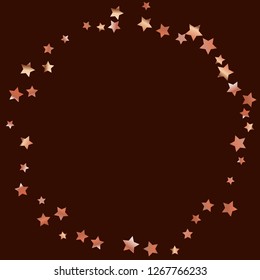 Polygonal frame from confetti stars. Isolated gradient celestial elements. Copper metal glitter. Iridescent glitter festive  celebration vector  template for celebration decorations.