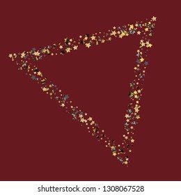 Polygonal frame from confetti stars. Isolated gradient celestial elements. Platinum chrome metallic gloss. Iridescent glitter festive  celebration vector  template for celebration decorations.