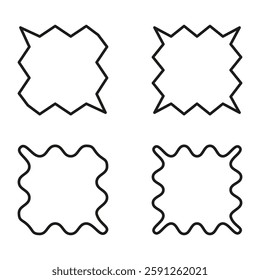 Polygonal frame icon. Jagged vector border. Wavy geometric outline. Abstract black shape.
