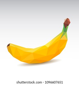 Polygonal fruit - Banana. Low poly. Vector illustration.
