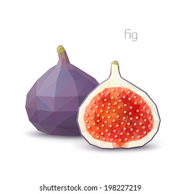 Polygonal Fruit - Fig. Vector Illustration