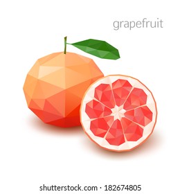 Polygonal fruit - grapefruit. Vector illustration