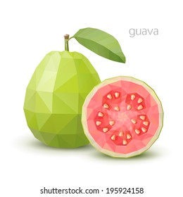 Polygonal Fruit - Guava. Vector Illustration