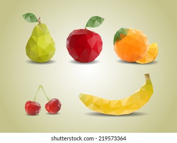 Ilustraciones de frutos poligonales