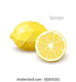 Polygonal fruit - lemon. Vector illustration