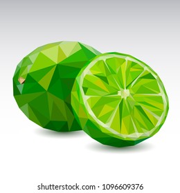 Polygonal fruit - Lime. Low poly. Vector illustration.