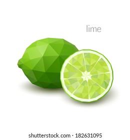 Polygonal Fruit - Lime. Vector Illustration