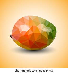 Polygonal fruit - mango. Vector illustration