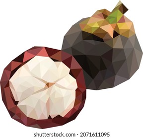 Polygonal fruit  mangosteen low poly Vector illustration