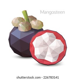 Polygonal fruit - mangosteen. Vector illustration