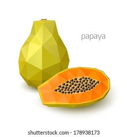 Polygonal fruit - papaya. Vector illustration