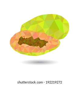 Polygonal fruit - papaya. Vector illustration