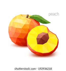 Polygonal Fruit - Peach. Vector Illustration