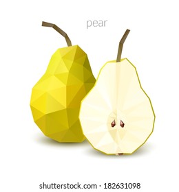 Polygonal fruit - pear. Vector illustration