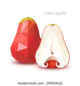 Polygonal fruit - rose apple. Vector illustration