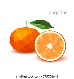 Polygonal fruit -  tangerine. Vector illustration