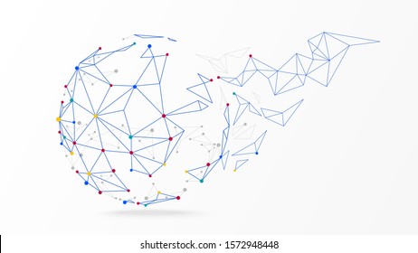 Polygonal futuristic globe data network elements abstract background