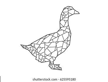 Polygonal Geese Farm Animal. Editable Clip Art.