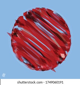 Polygonal geometric abstract vector object. Computer modeling for math or chemistry. Transparent colored parts surface structure overlapping under wire frame shape. Isolated futuristic symbol.