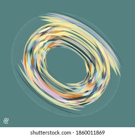 Polygonal geometric abstract vector object. Computer modeling for math or chemistry. Transparent colored parts surface structure overlapping under wire frame shape. Isolated futuristic symbol.